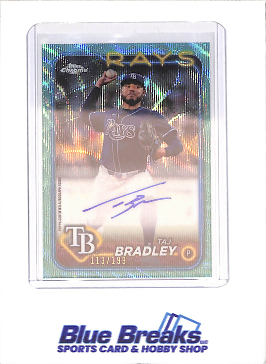 2024 Topps Chrome - Taj Bradley - Autograph - 113/199 - Aqua Wave - Tampa Bay Rays - Baseball - #AC-TBY - Drop