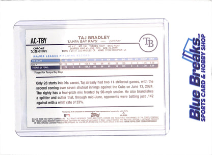 2024 Topps Chrome - Taj Bradley - Autograph - 113/199 - Aqua Wave - Tampa Bay Rays - Baseball - #AC-TBY