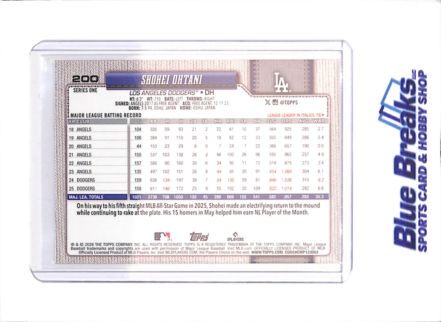 2026 Topps Series One - Shohei Ohtani - Holo Foil - Los Angeles Dodgers - Baseball - #200