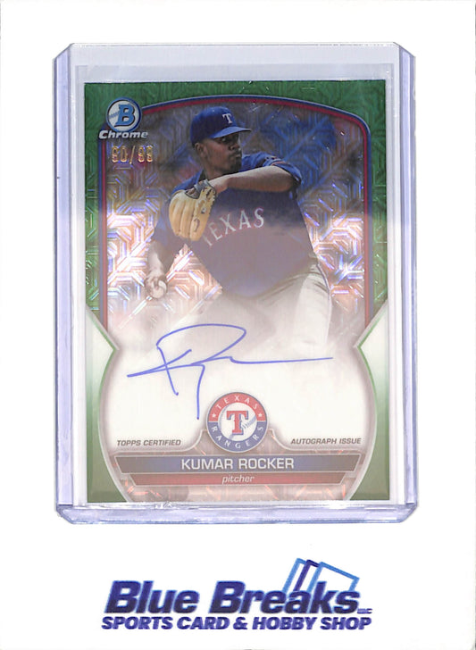 2025 Bowman Chrome - Kumar Rocker - Green Mojo Autograph - 90/99 - Texas Rangers - Baseball - #BMA-KR - Drop