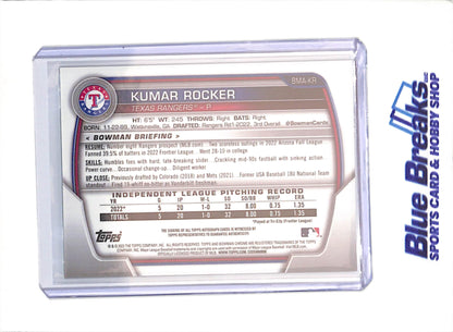 2025 Bowman Chrome - Kumar Rocker - Green Mojo Autograph - 90/99 - Texas Rangers - Baseball - #BMA-KR