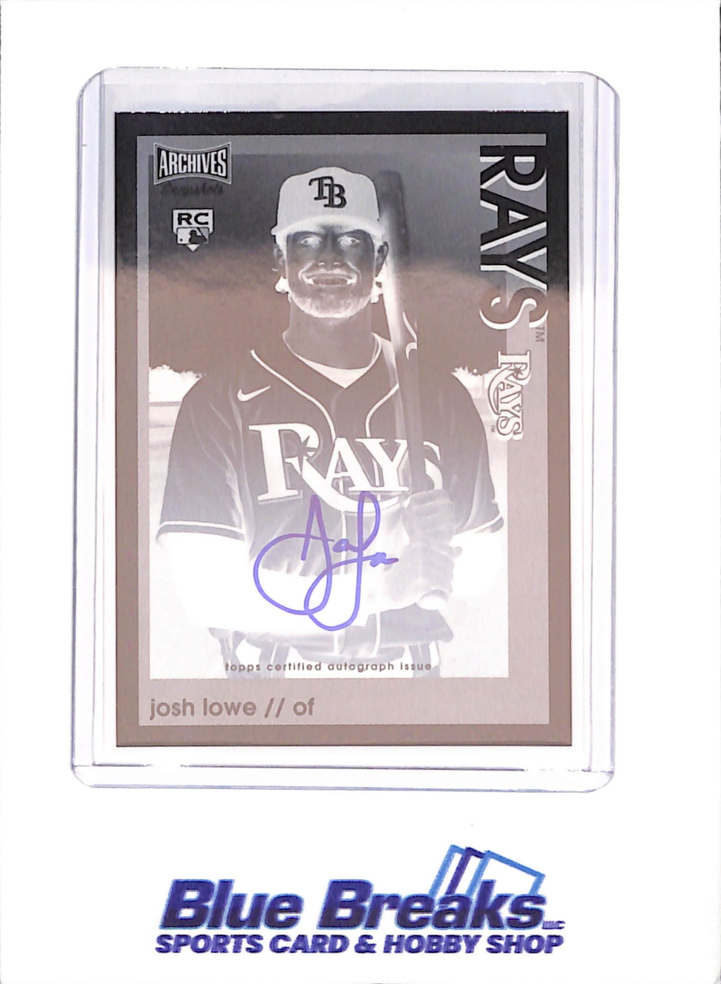 2022 Topps Archives - Josh Lowe  Negative Autograph - RC - 83/100 - Tampa Bay Rays - Baseball - #14