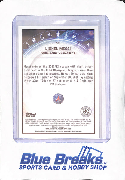 2021-22 Topps Chrome Merlin - UEFA League - Lionel Messi - Ageless Alchemy - Paris Saint-Germain - Soccer - #AA-1