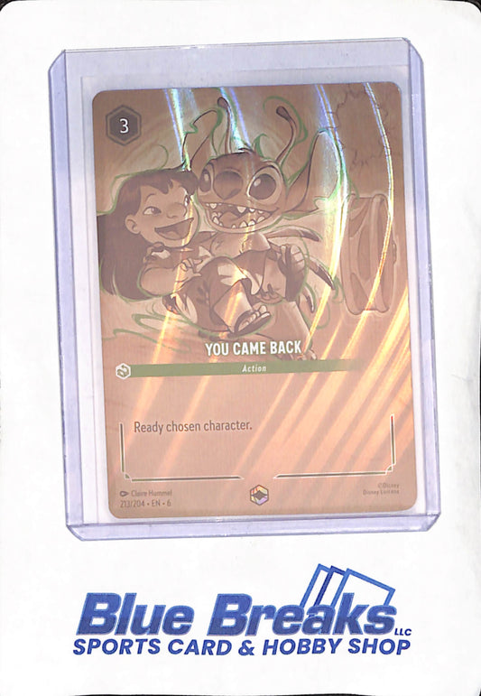 Disney Lorcana Azurite Sea - You Came Back - Enchanted - #213