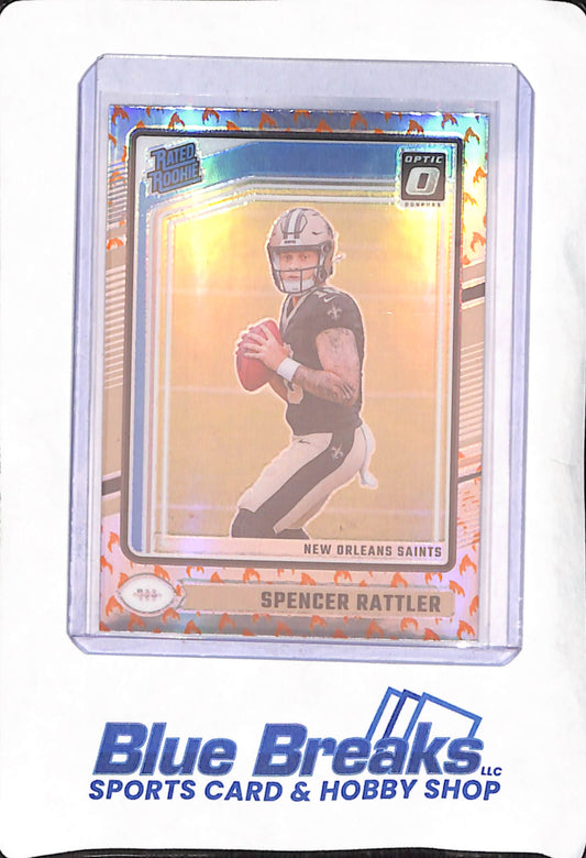 2024 Panini Donruss Optic - Spencer Rattler - Fire Rated Rookie - New Orleans Saints - #289
