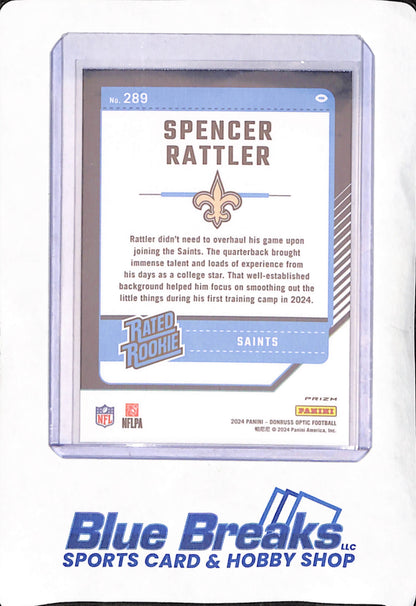 2024 Panini Donruss Optic - Spencer Rattler - Fire Rated Rookie - New Orleans Saints - #289