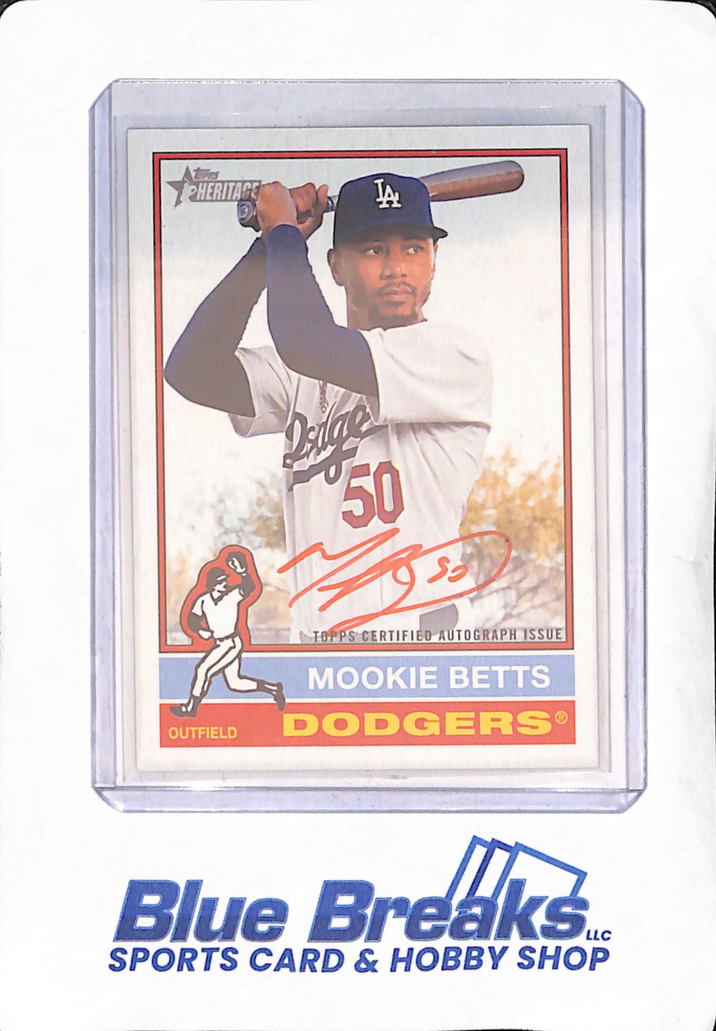 2025 Topps Heritage - Mookie Betts - Red Autograph - Los Angeles Dodgers - Baseball - 68/76 - #ROA-MBE