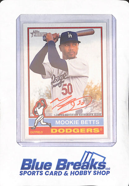 2025 Topps Heritage - Mookie Betts - Red Autograph - Los Angeles Dodgers - Baseball - 68/76 - #ROA-MBE