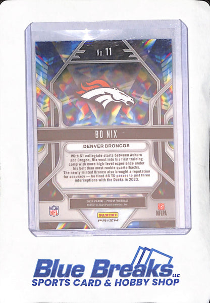 2024 Panini Prizm - Bo Nix - Green Prismatic - RC - Denver Broncos - Football - #11