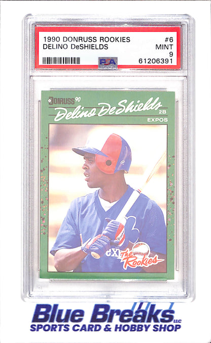 1990 Donruss - the Rookies - Delino DeShields - #6 - RC - PSA 9 - baseball - Expos - Nationals