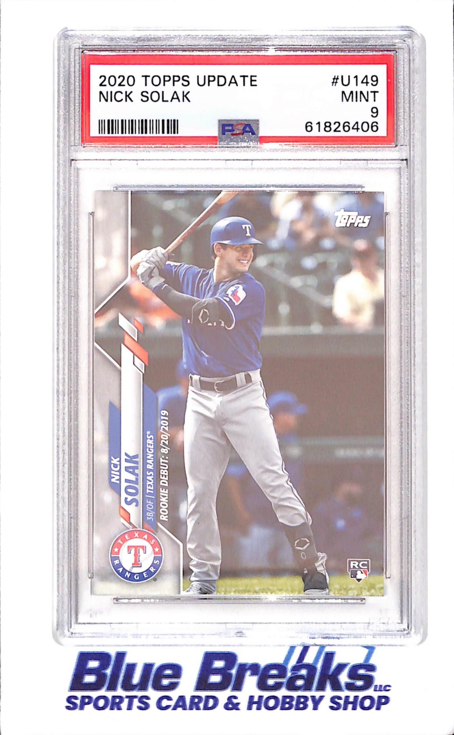 2020 Topps - Update - Nick Solak - RC - #U-149 - PSA 9 - baseball - Rangers