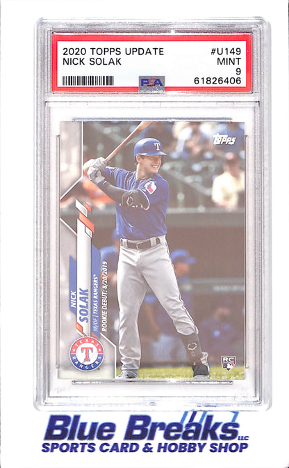 2020 Topps - Update - Nick Solak - RC - #U-149 - PSA 9 - baseball - Rangers