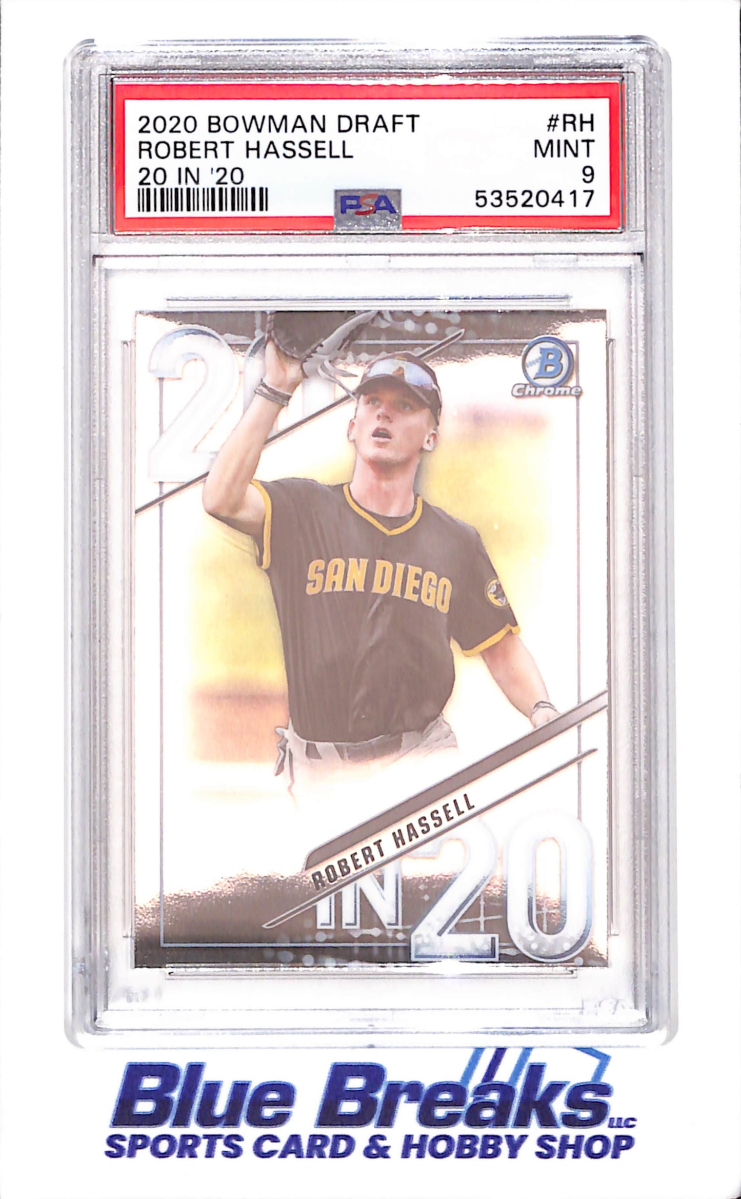2020 Bowman Chrome Draft - 20 in '20 - Robert Hassell - #20IN20-RH - PSA 9 - baseball - Padres