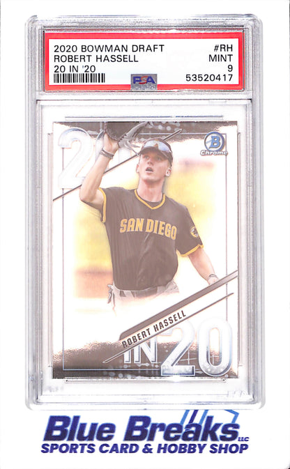 2020 Bowman Chrome Draft - 20 in '20 - Robert Hassell - #20IN20-RH - PSA 9 - baseball - Padres