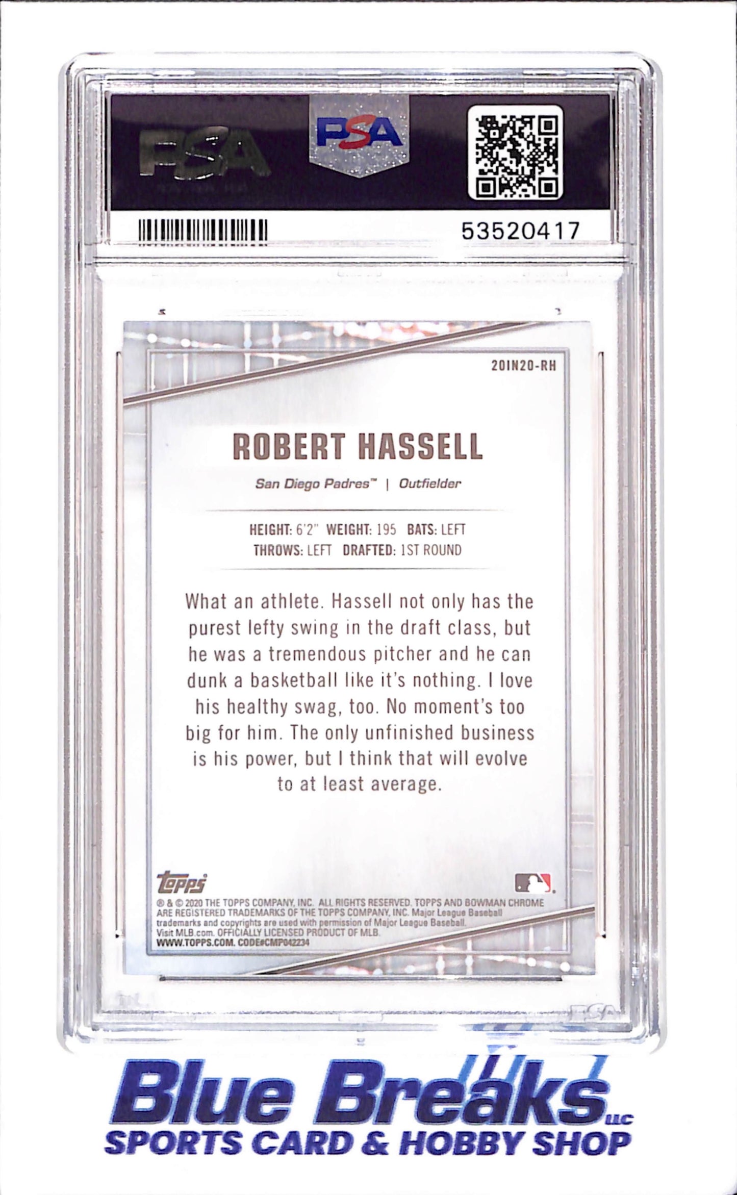 2020 Bowman Chrome Draft - 20 in '20 - Robert Hassell - #20IN20-RH - PSA 9 - baseball - Padres