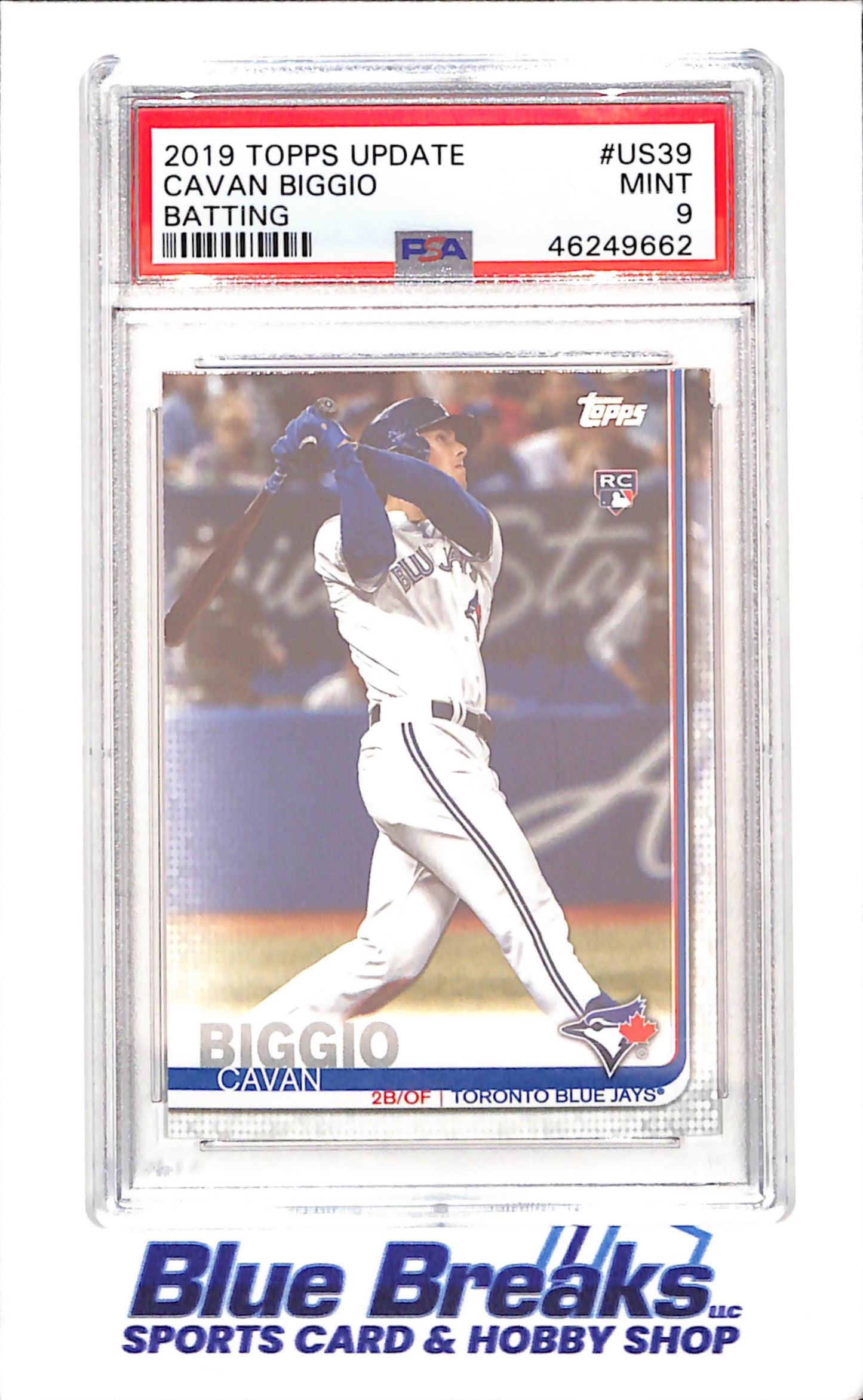 2019 Topps - Update - Batting - Cavan Biggio - RC - #US39 - PSA 9 - baseball - Blue Jays