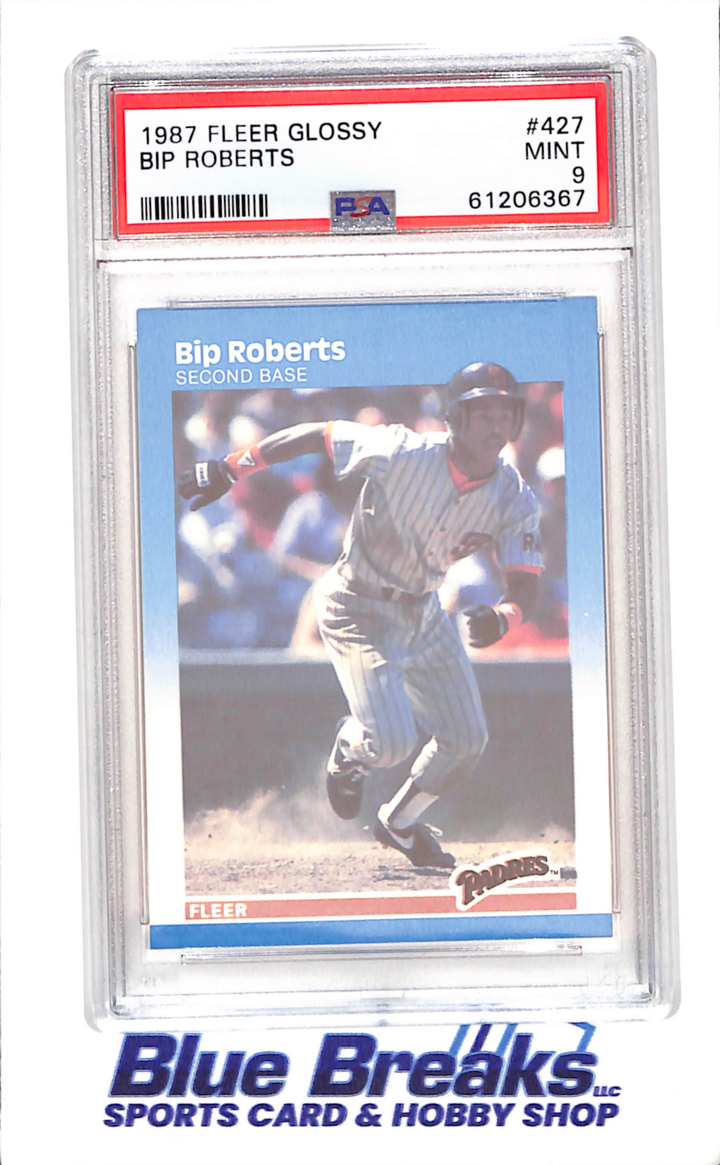 1987 Fleer - Glossy - Bip Roberts - #427 - PSA 9 - baseball - Padres