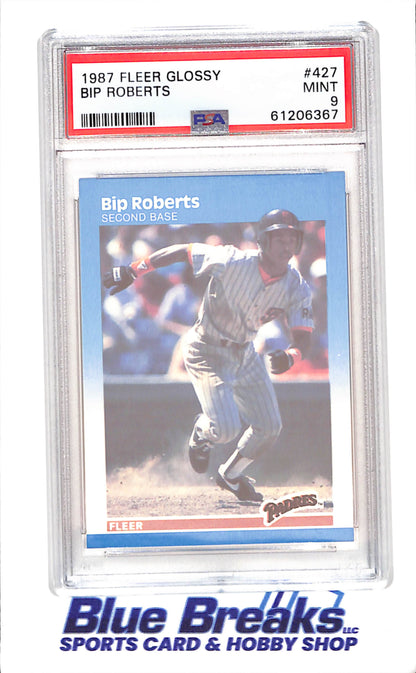1987 Fleer - Glossy - Bip Roberts - #427 - PSA 9 - baseball - Padres
