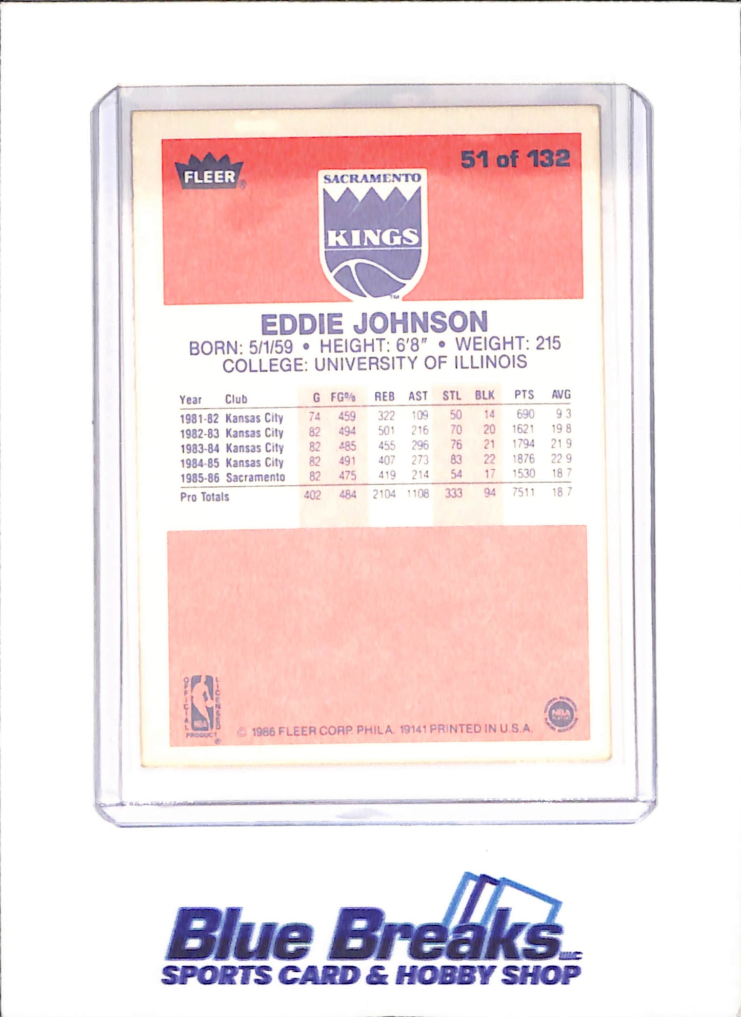 1986 Fleer Basketball Set 1-132 (No Stickers) - Michael Jordan - Complete Set