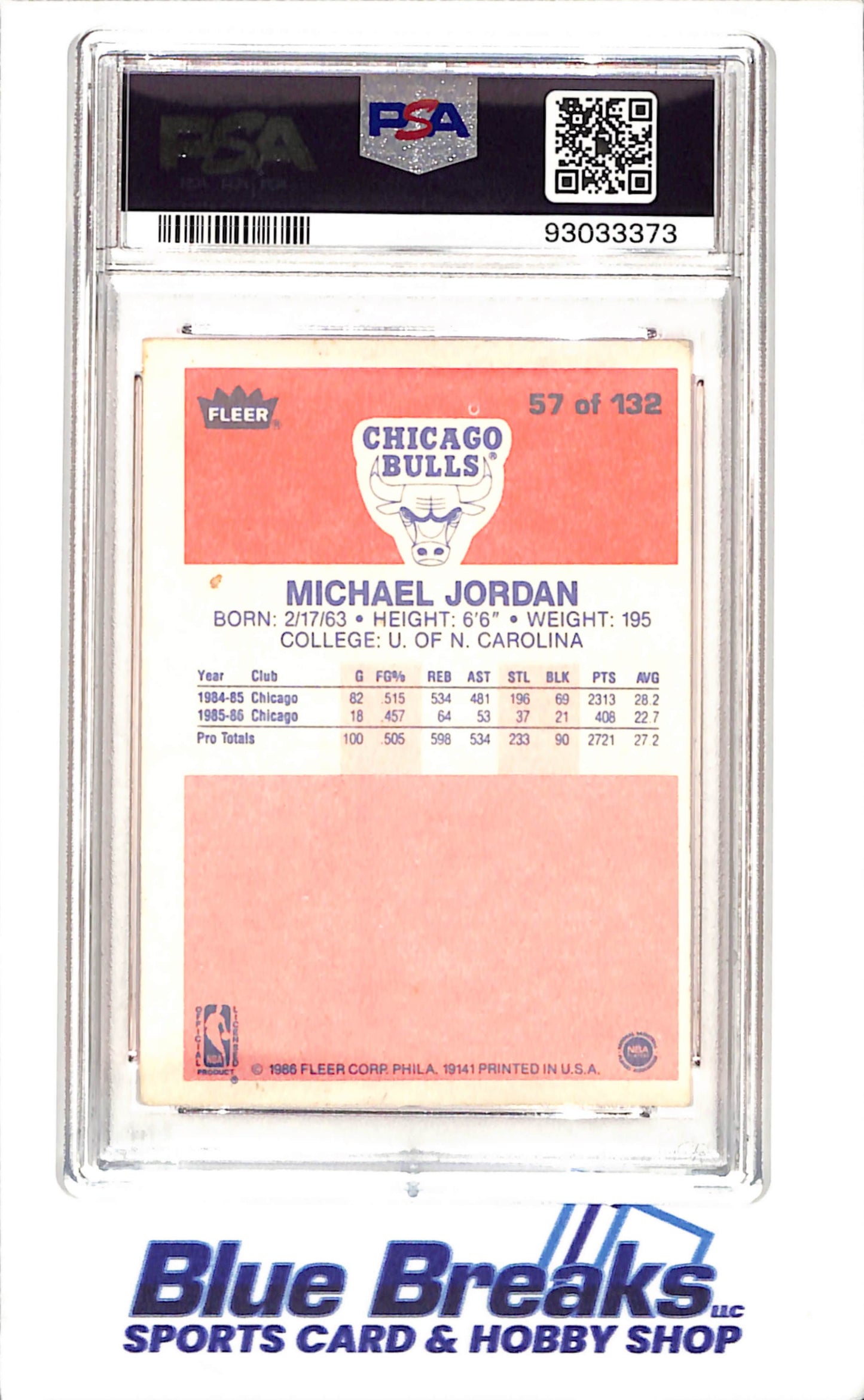 1986 Fleer Basketball Set 1-132 (No Stickers) - Michael Jordan - Complete Set