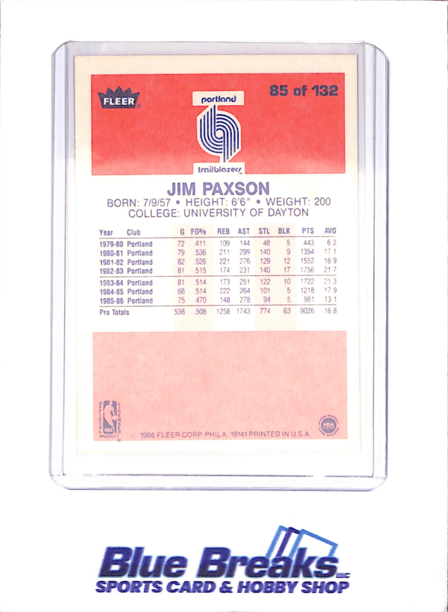 1986 Fleer Basketball Set 1-132 (No Stickers) - Michael Jordan - Complete Set