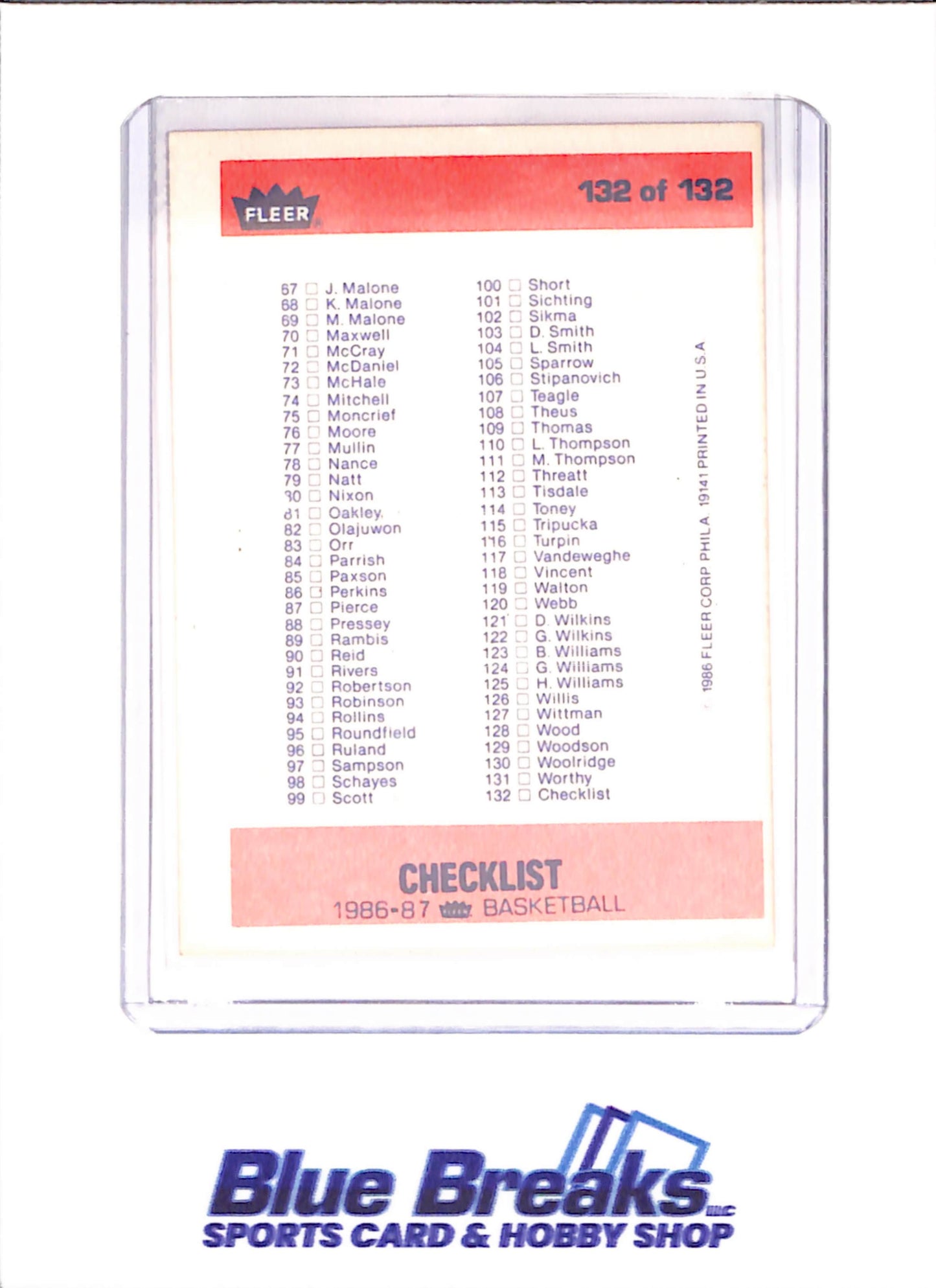 1986 Fleer Basketball Set 1-132 (No Stickers) - Michael Jordan - Complete Set