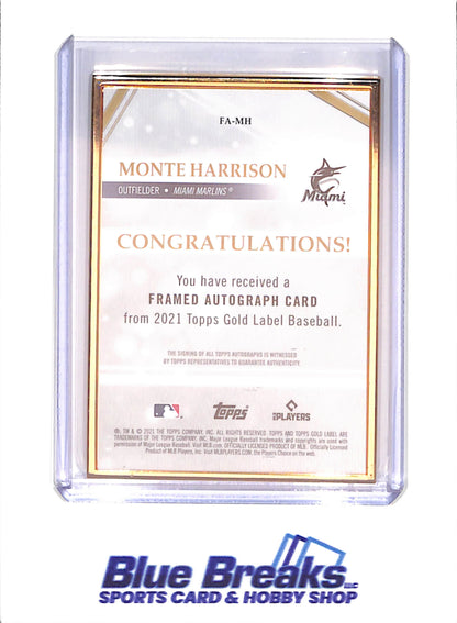 2021 Topps Gold Label - Monte Harrison - Autograph - RC - Miami Marlins - Baseball - #FA-MH