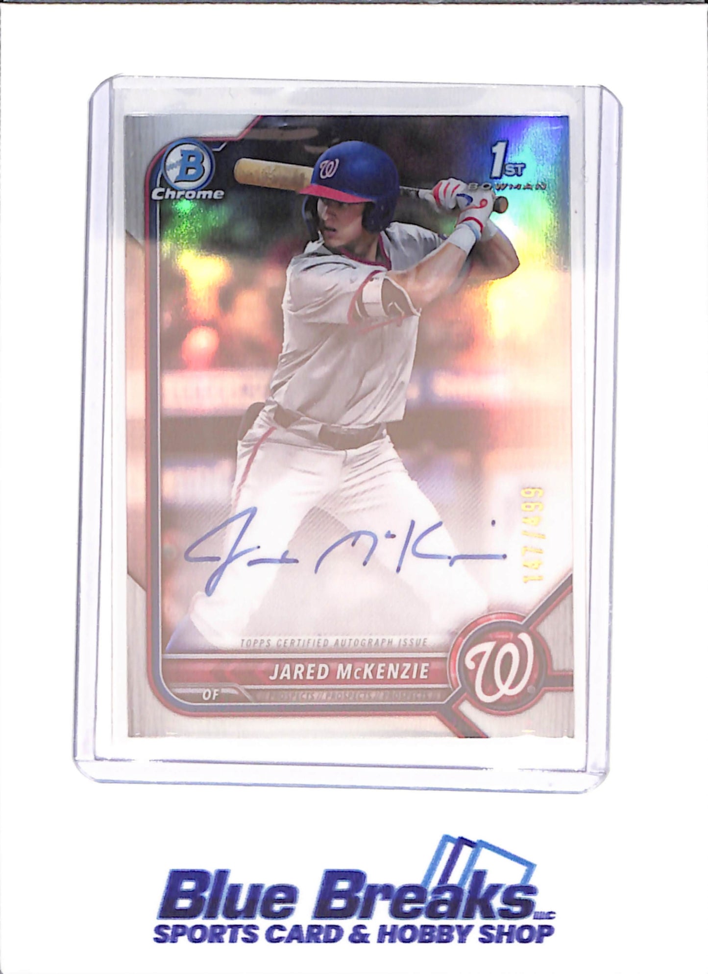 2022 Bowman Chrome - Jared McKenzie - Bowman 1st Autograph - Refractor - 147/499 - Washington Nationals - Baseball - #CDA-JM