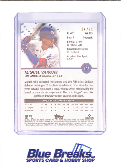 2023 Topps Pristine - Miguel Vargas - RC - 34/75 - Los Angeles Dodgers - Baseball - #102