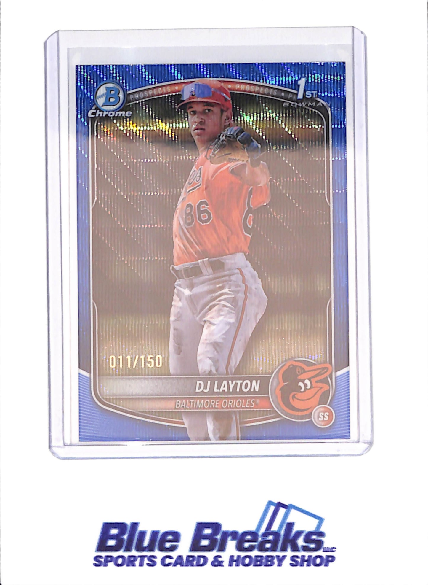 2025 Bowman Chrome - DJ Layton - Bowman 1st - Blue - 11/150 - Baltimore Orioles - Baseball - #BCP-252