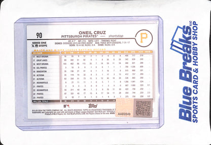 2024 Topps - Oneil Cruz - In person Autograph - Pittsburgh Pirates - Baseball - Total Sports Authentication - #90