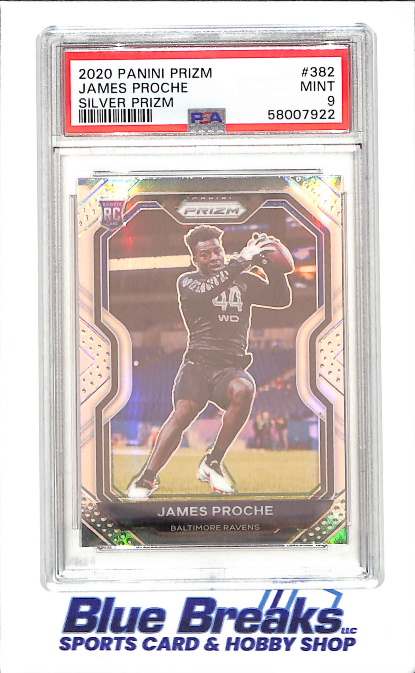 2020 Panini Prizm - James Proche - Silver Prizm - PSA 9 - RC - Baltimore Ravens - Football - #382