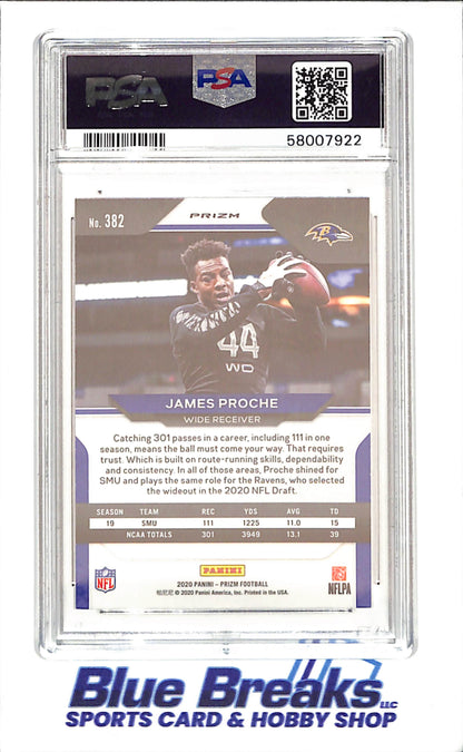 2020 Panini Prizm - James Proche - Silver Prizm - PSA 9 - RC - Baltimore Ravens - Football - #382