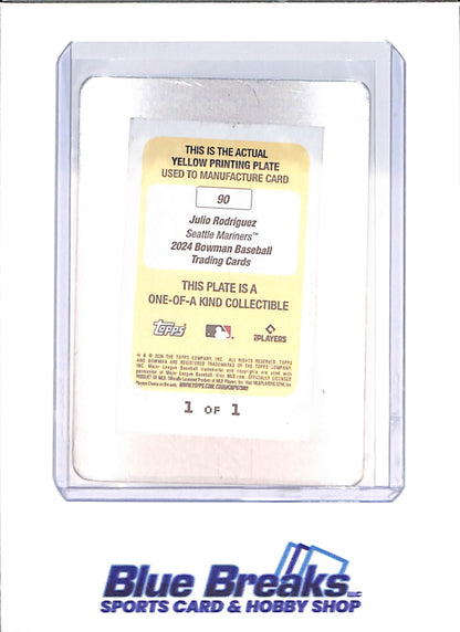 2024 Bowman - Julio Rodriguez - 1/1 - Yellow Printing Plate - Seattle Mariners - Baseball - #90