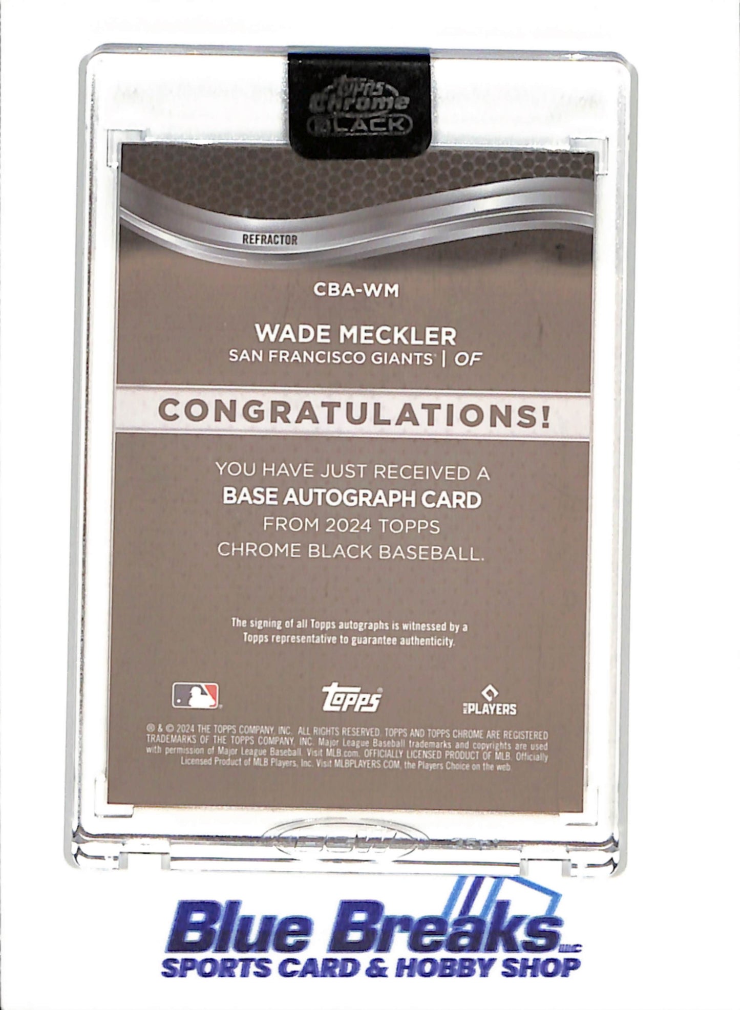 2024 Topps Chrome Black - Wads Meckler - Autograph - RC - 150/150 - San Francisco Giants - Baseball - #CBA-WM