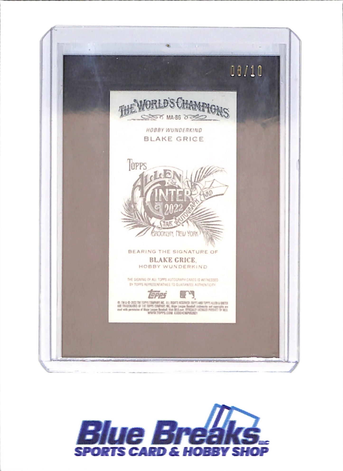 2022 Topps Allen & Ginter - Blake Grice - Mini Framed Autograph - 8/10 - Baseball - #MA-BG