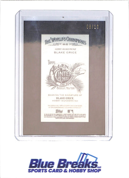 2022 Topps Allen & Ginter - Blake Grice - Mini Framed Autograph - 8/10 - Baseball - #MA-BG