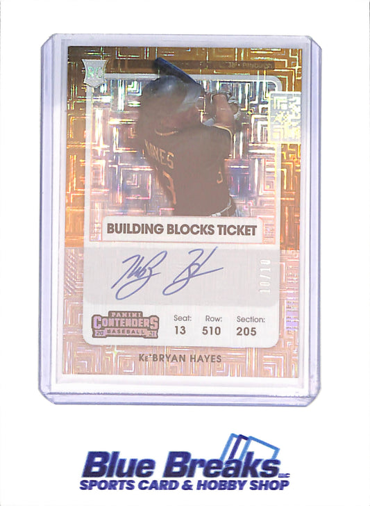 2021 Panini Contenders - Ke'Bryan Hayes - Building Blocks Ticket Autograph - RC - 10/10 - Pittsburgh Pirates - Baseball - #140 - Drop