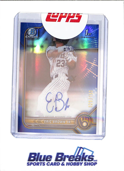 2022 Bowman Chrome - Eric Brown Jr - 1st Bowman Autograph - Blue - 29/150 - Milwaukee Brewers - Baseball - #CDA-EB
