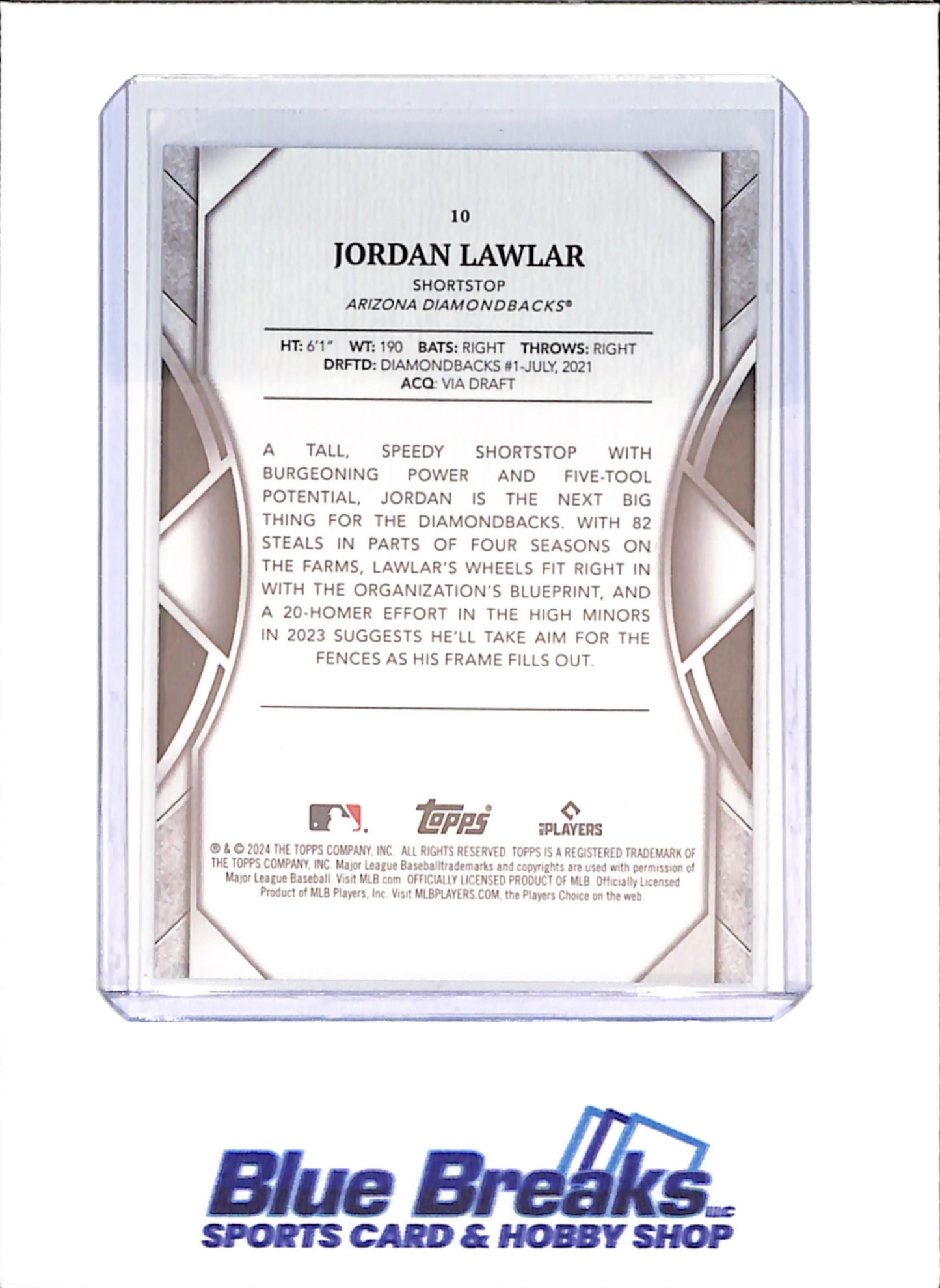 2024 Topps Transcendant VIP - Jordan Lawlar - RC - 3/5 - Arizona Diamondbacks - Baseball - #10
