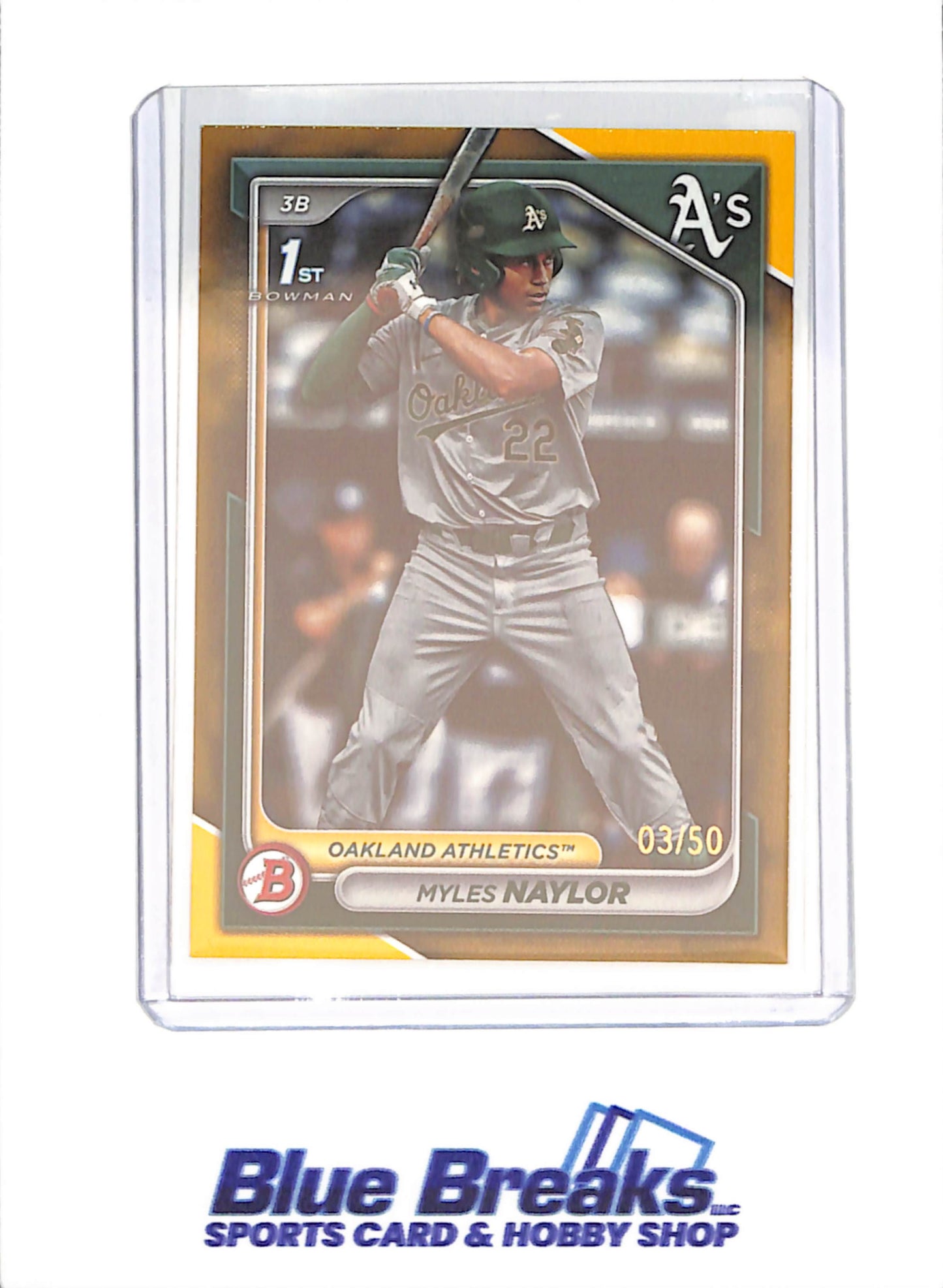 2024 Bowman - Myles Naylor - 1st Bowman - 3/50 - Oakland Athletics - Baseball - #BP-136