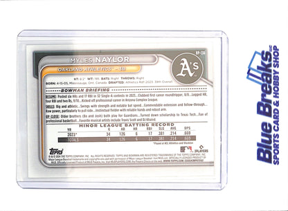 2024 Bowman - Myles Naylor - 1st Bowman - 3/50 - Oakland Athletics - Baseball - #BP-136
