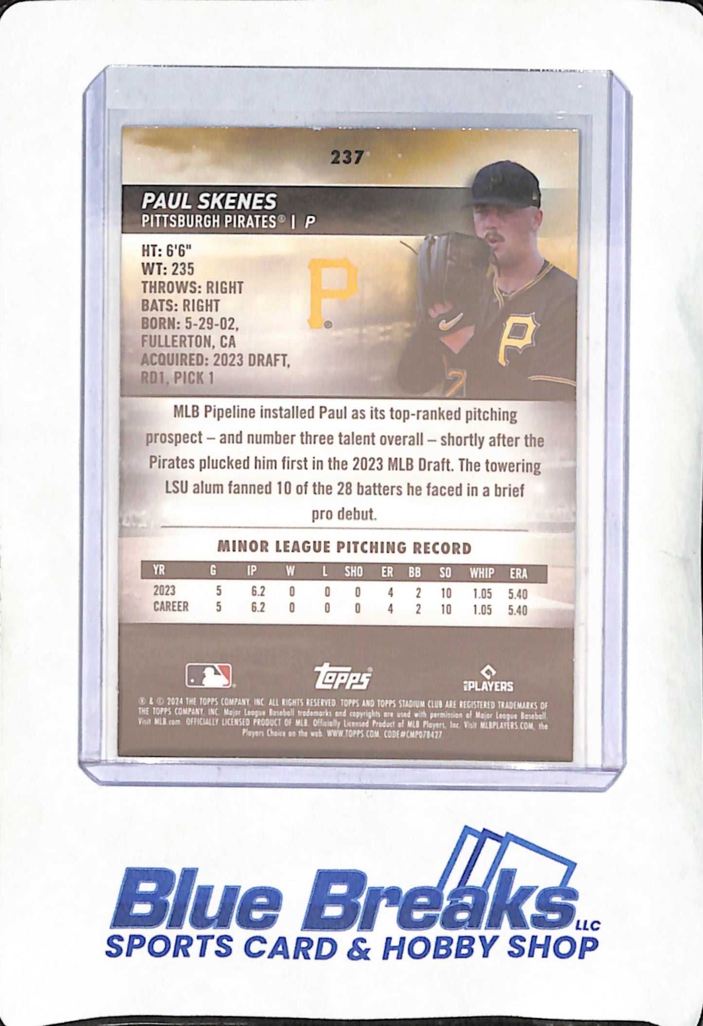2024 Topps Stadium Club - Paul Skenes - Red Foil - RC - Pittsburgh Pirates - Baseball - #237