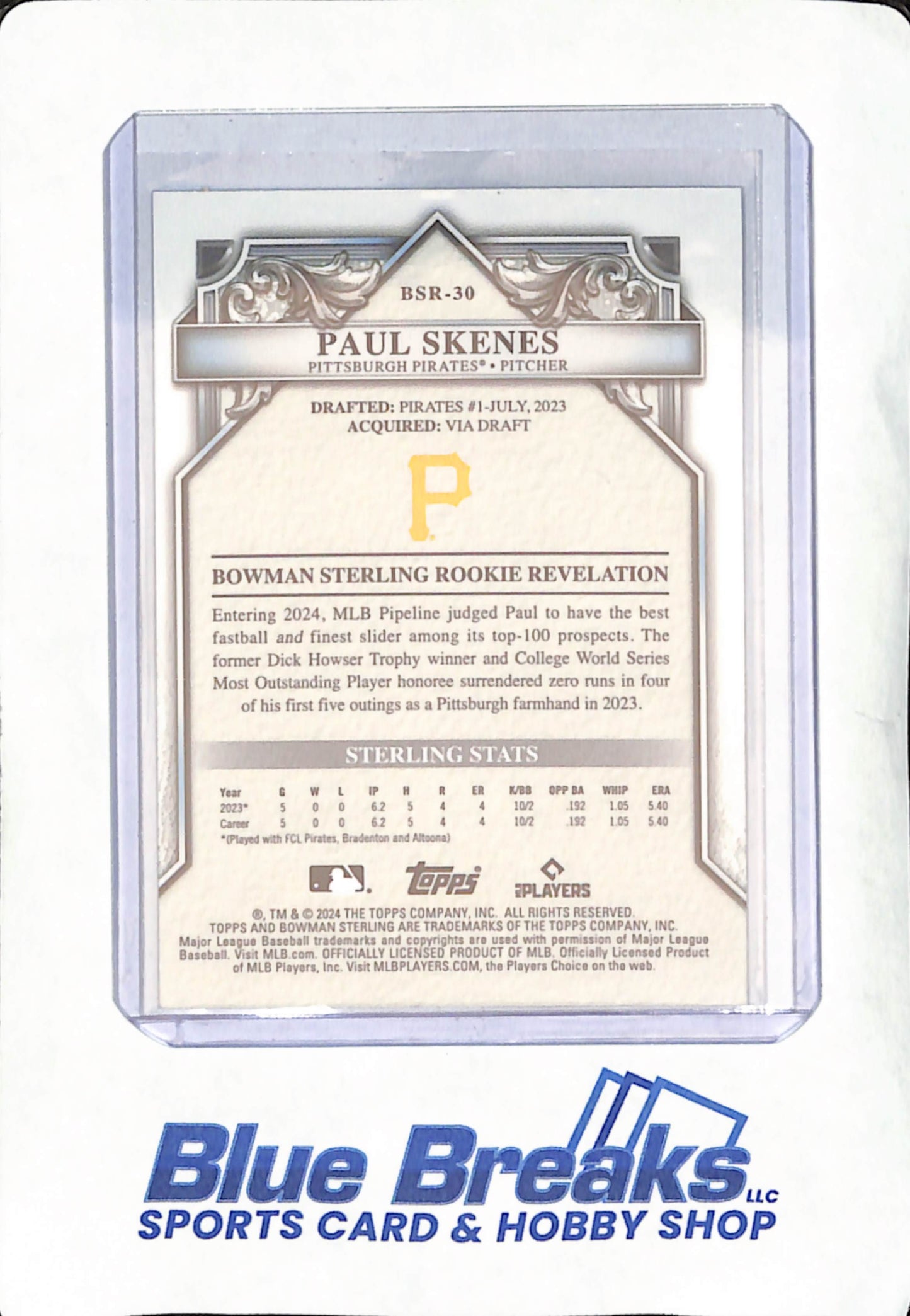 2024 Bowman Sterling - Paul Skenes - RC - Pittsburgh Pirates - Baseball - #BSR-30