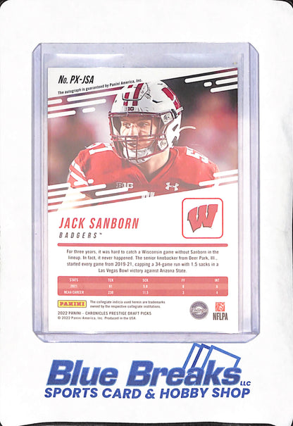 2022 Panini Prestige - Jack Sanborn - Autograph - Washington Badgers - Football - #PX-JSA