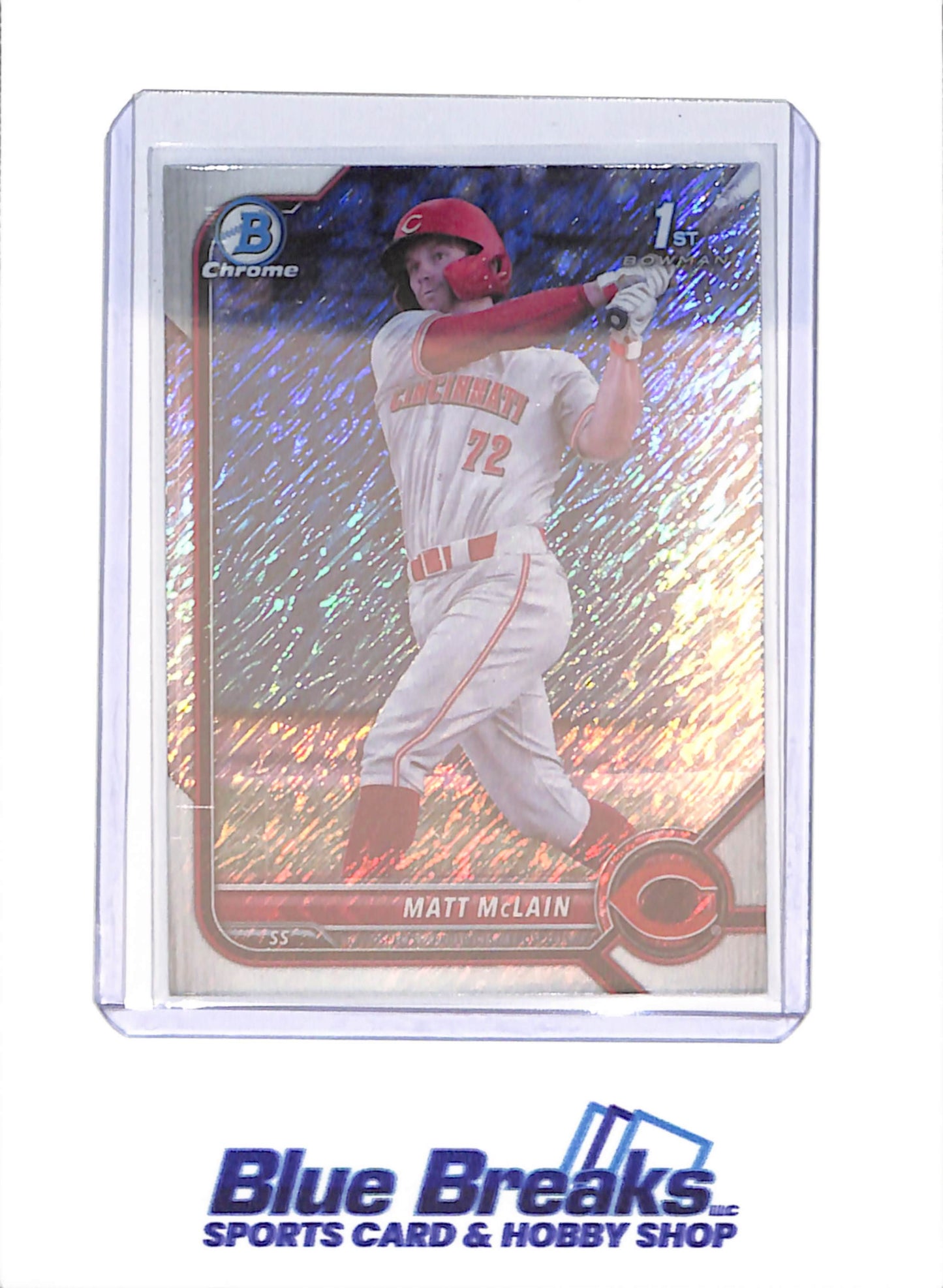 2022 Bowman - Matt McClain - 1st Bowman Chrome Shimmer Refractor - Cincinnati Reds - Baseball - #BCP-245 - drop