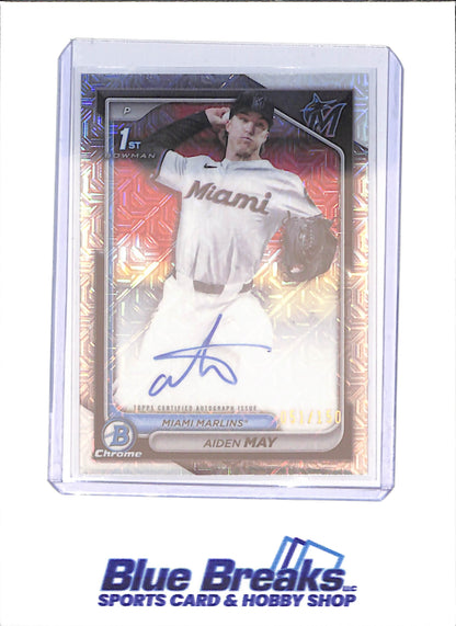2024 Bowman Chrome - Aiden May - 1st Bowman Mojo Autograph - 51/150 - Miami Marlins - Baseball - #CPA-AM - drop