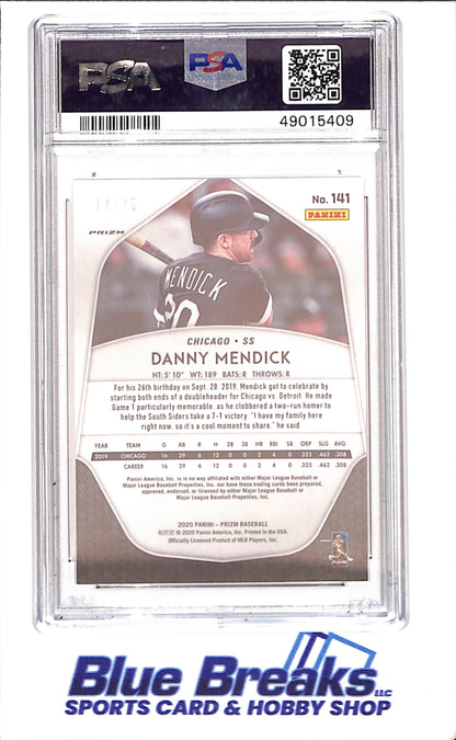2020 Panini Prizm - Danny Mendick - Burgundy Cracked - RC - 17/25 - PSA 9 - Chicago White Sox - Baseball - #141