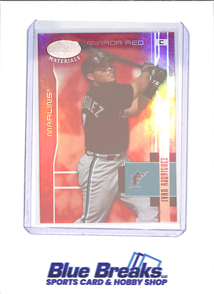 2003 Leaf Certified Materials  - Ivan Rodriguez - Mirror Red - 49/100 - Florida Marlins - Baseball - #66 - drop