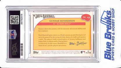 2023 Topps X Bob Ross - The Joy of Baseball - Paint Splatter - Gunnar Henderson - 77/99 - RC - #94 - PSA 9 - baseball - Orioles